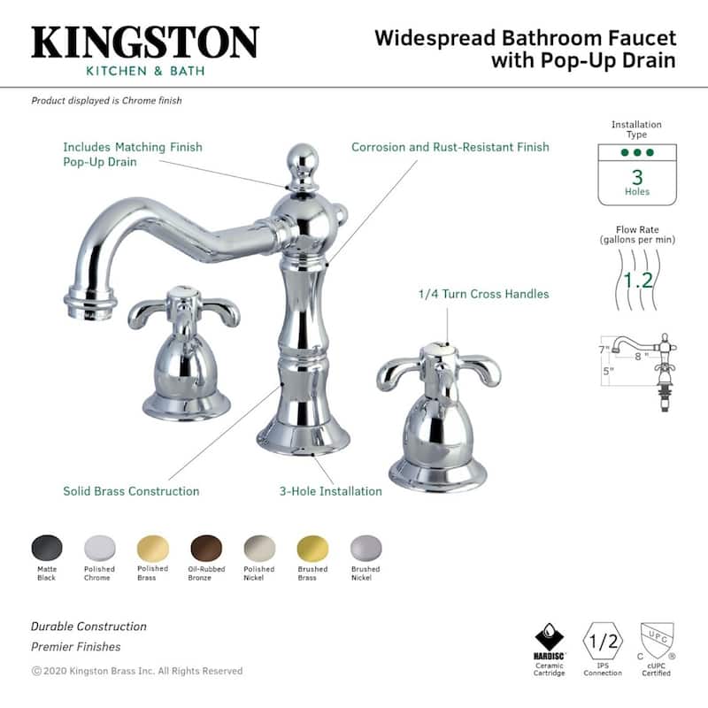 Kingston Brass French Country 8 in. Widespread Bathroom Faucet