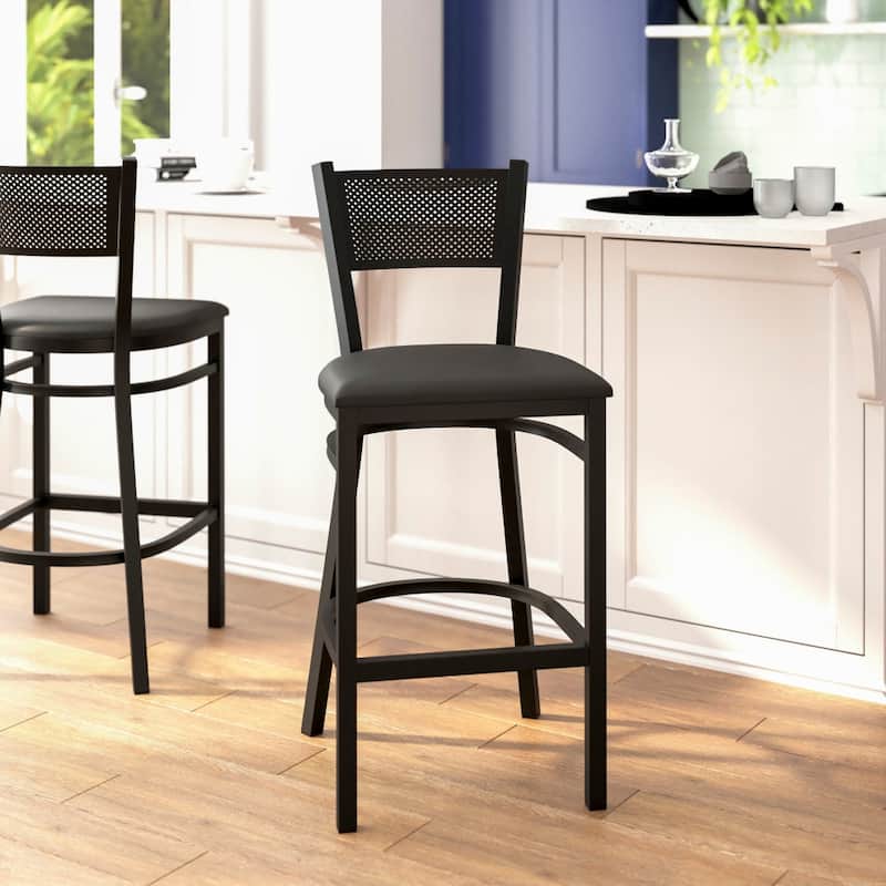 Grid Back Metal Restaurant Barstool - 19"W x 19.5"D x 42.25"H