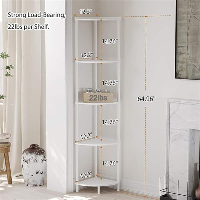 5 Tier Corner Shelf Stand - 12.2"D x 12.2"W x 64.9"H
