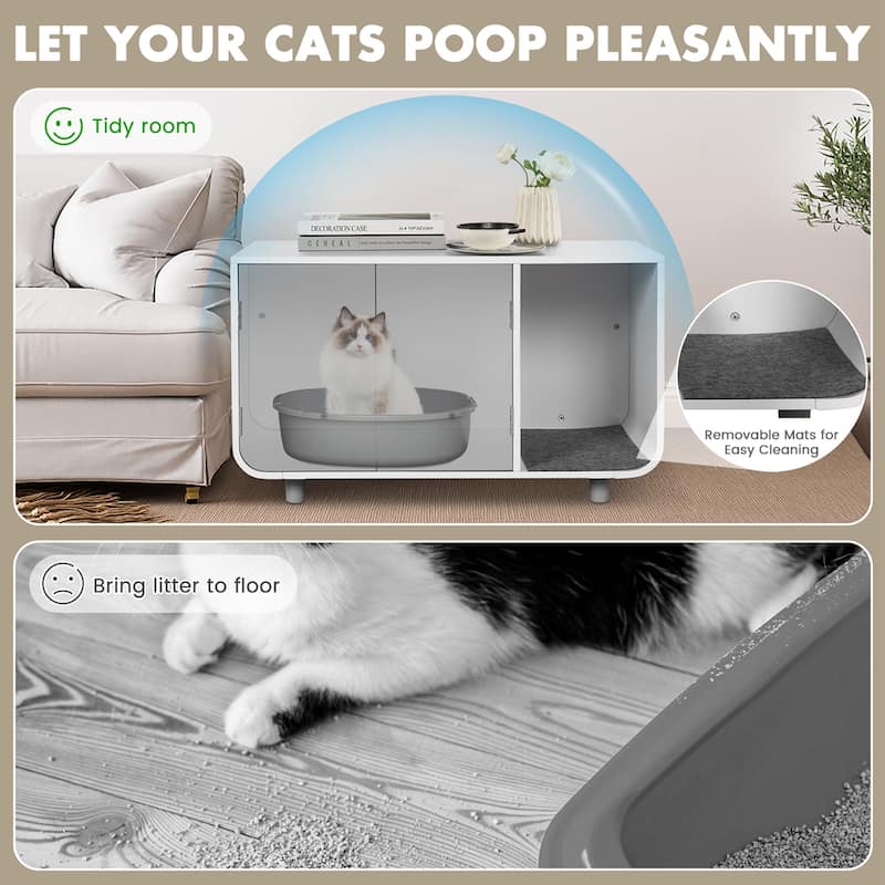 Costway Cat Litter Box Enclosure Furniture Hidden Cat Washroom with - See Details