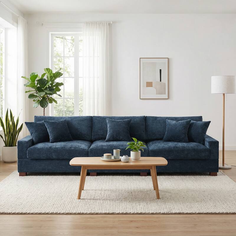 Oversized Chenille Modular Sectional Sofa With Deep Seat
