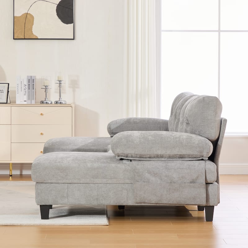 Roomfitters U-Shaped Chenille Sectional Sofa with Dual Chaises, Armrest Pillows and Storage Pockets for Living Room