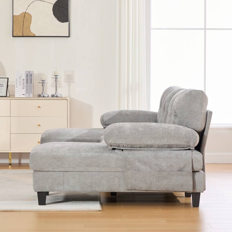 U-Shaped Modular Sectional Sofa with Dual Chaise Lounges, Chenille Fabric Cloud Couch with Storage Pockets & Armrest Pillows