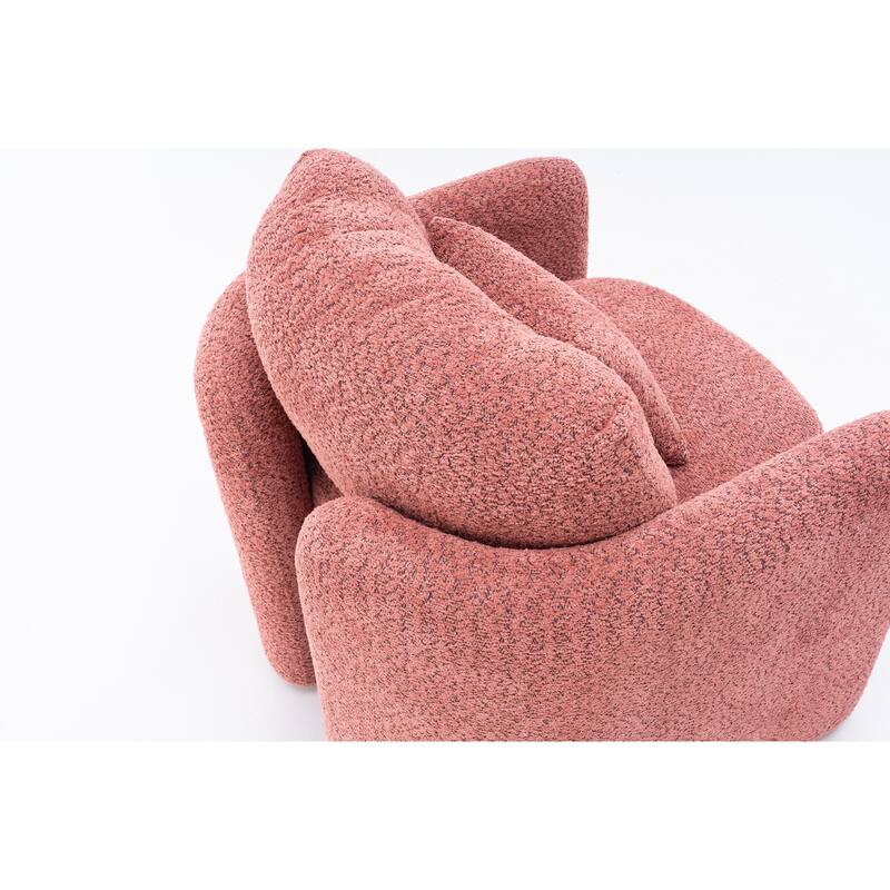 Chenille Round Corner Accent Chairs with Ergonomic Support and Tool-Free Assembly