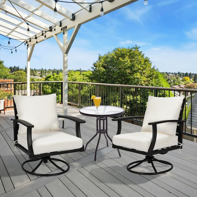 Aoodor Outdoor Deep Seat Cushion Set, Waterproof Patio Furniture Cushions with Adjustable Straps & Removable Cover, Set of 2