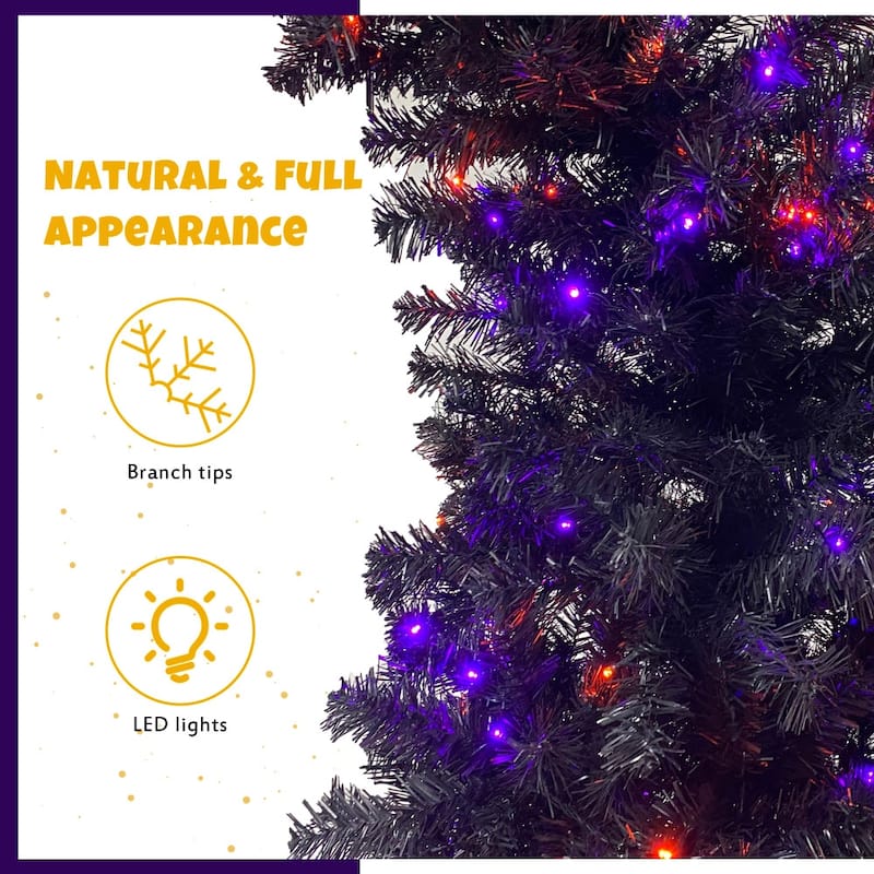 6FT Artificial Fir Bent Top Halloween Christmas Tree 300 LED Lights