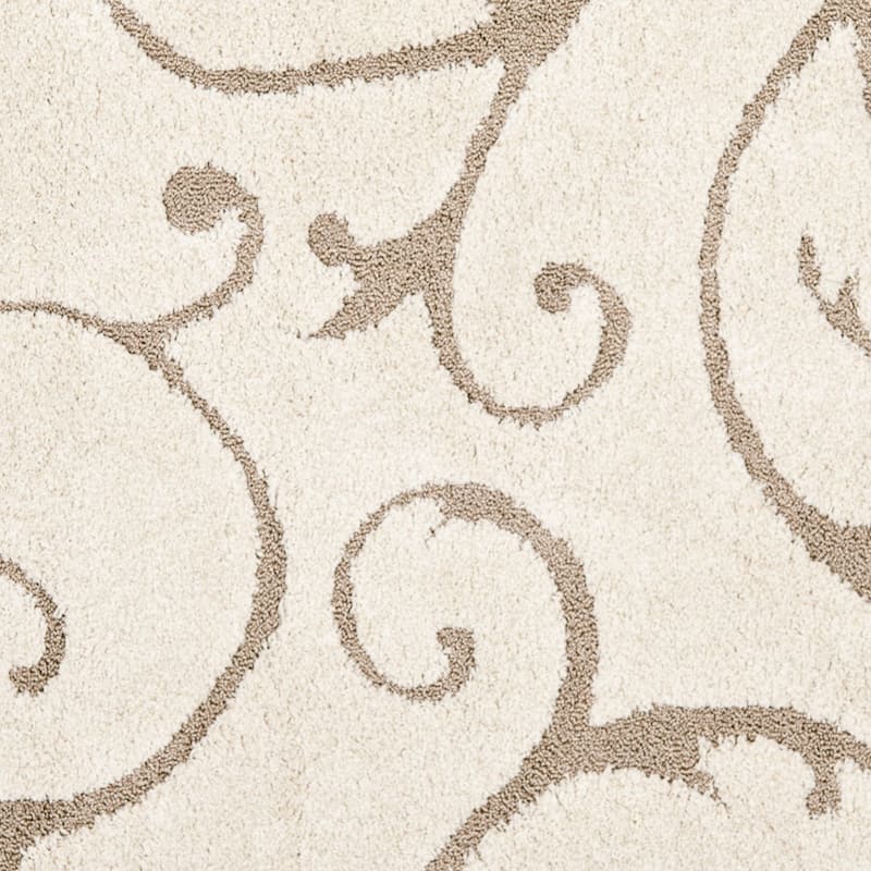 SAFAVIEH Florida Shag Shahin Scroll 1.2-inch Thick Textured Rug - 3' 3" x 3' 3" - Cream/Beige - Runner/Square