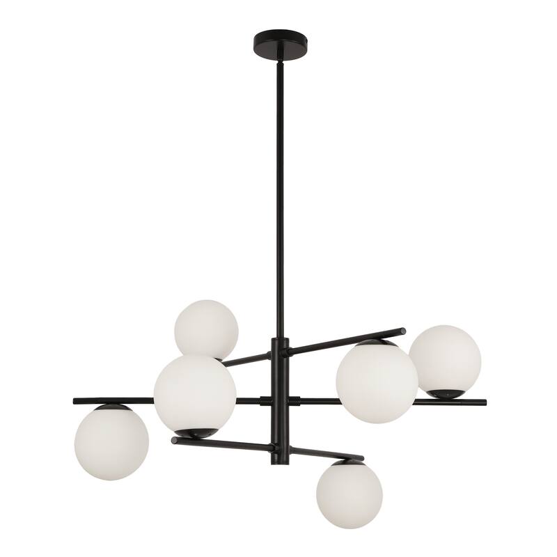 Modern 6-Light Large Bubble Sputnik Chandelier with Frosted Glass
