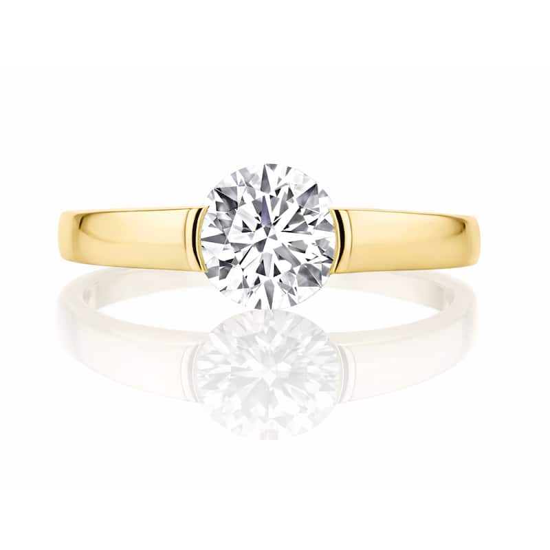 Auriya 14K Gold Suspense Round Lab Grown Diamond Engagement Ring 1.00 - 5.00ct. tw. (F-G, VS) - White - 5.00 carats - 6 - Yellow