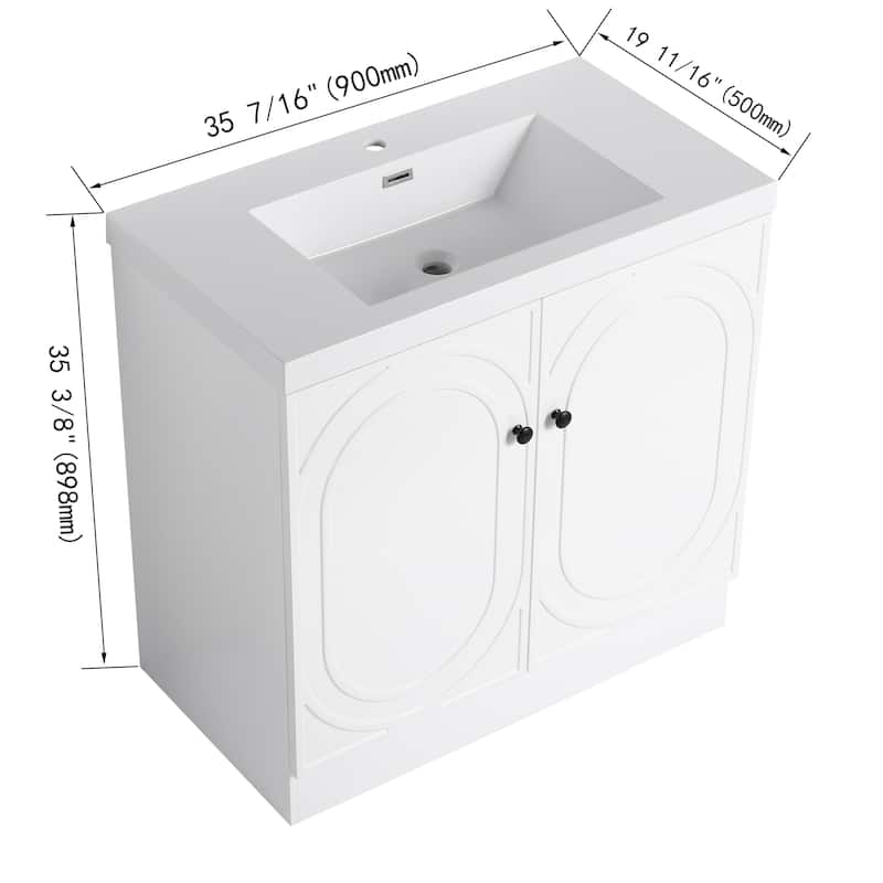 ARTCHIRLY 24/30/36 Inch Bathroom Vanity with Sink, Freestanding Bathroom Vanity with Soft Close Door and Adjustable Shelf