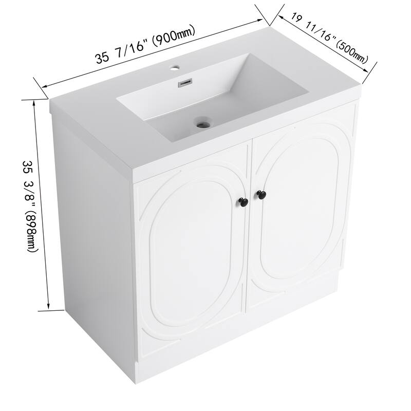 Beingnext 24"/30"/36" Bathroom Vanity with Sink, Freestanding Bathroom Vanity with Soft Close Door and Adjustable Shelf