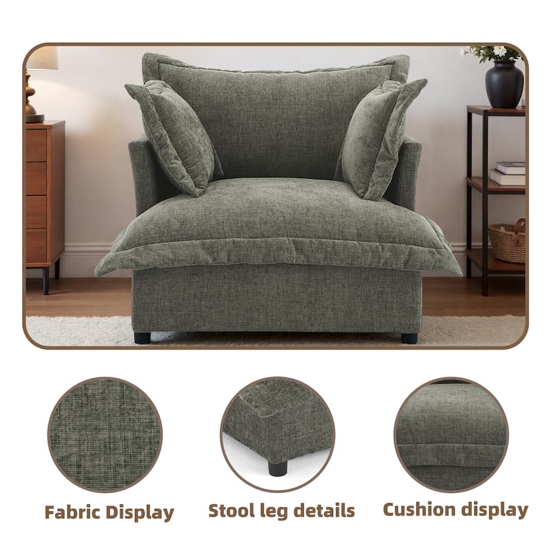 Double Layer Cushion Comfy Cloud Modular Sectional Sofa Couch Ottoman
