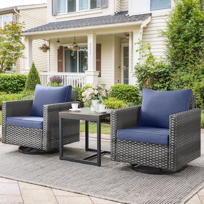 3 Pieces Outdoor Swivel Patio Chairs with Side Table