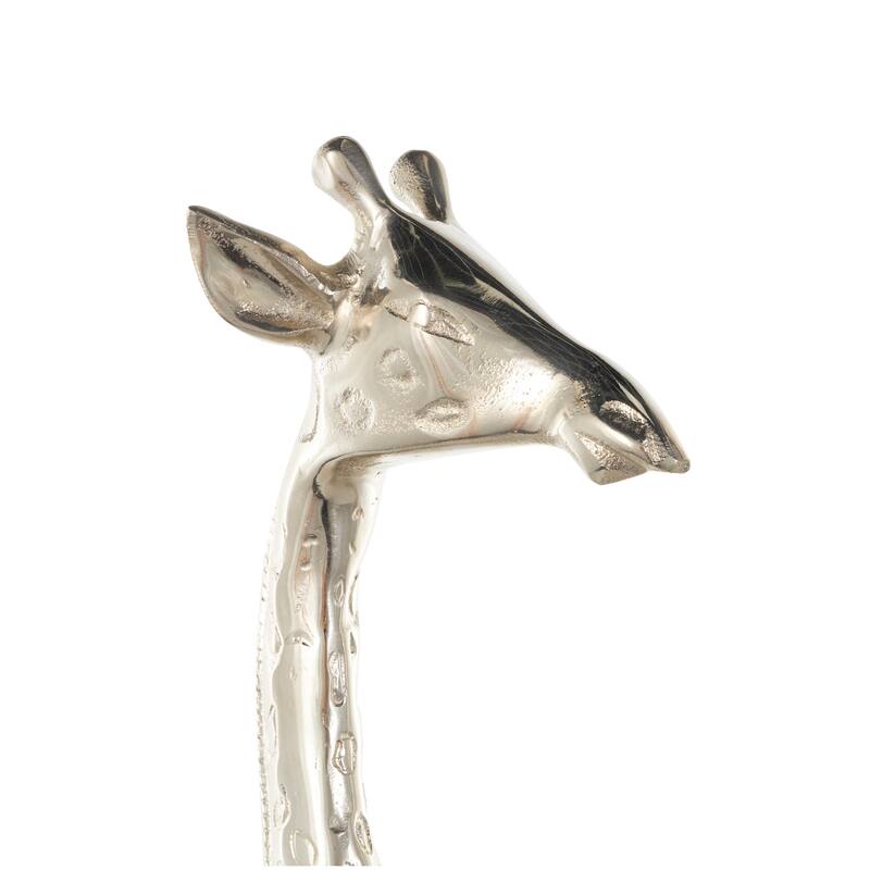 Silver Aluminum Metal Tall Giraffe Decorative Sculpture with Spotted Texturing (Set of 2)