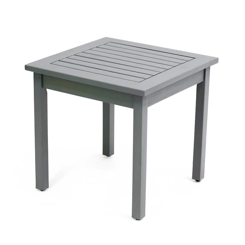 18.9" Square Slatted Solid Acacia Wood Indoor/Outdoor Adirondack Side Table, By JONATHAN Y - Gray