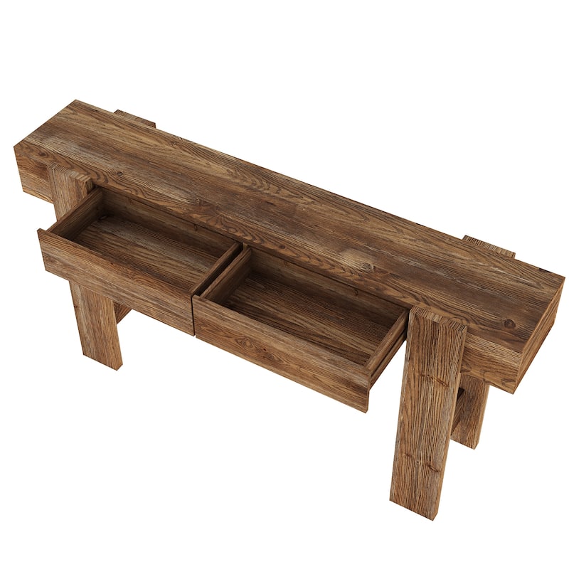 Solid Wood Console Table with 2 Drawers for Entryway, Living Room