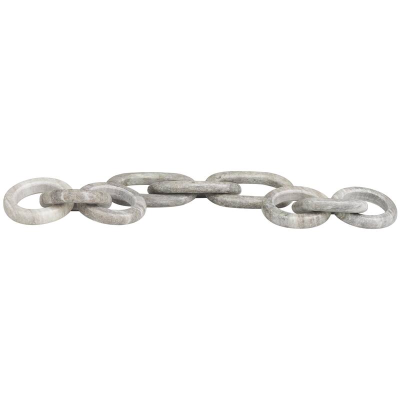 Marble Chain Handmade Geometric Link Decorative Sculpture with Various Shape - Set of 3 White, Black, Gray - Roche River Decor