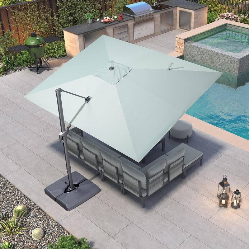 PURPLE LEAF Stylish UV50+ Fade Resistant Patio Cantilever Umbrella With Base