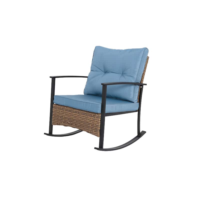 Wicker Rocking Chairs for Outdoors 3 Piece, Patio Rocking Chairs Set of 2, Patio Furniture Set