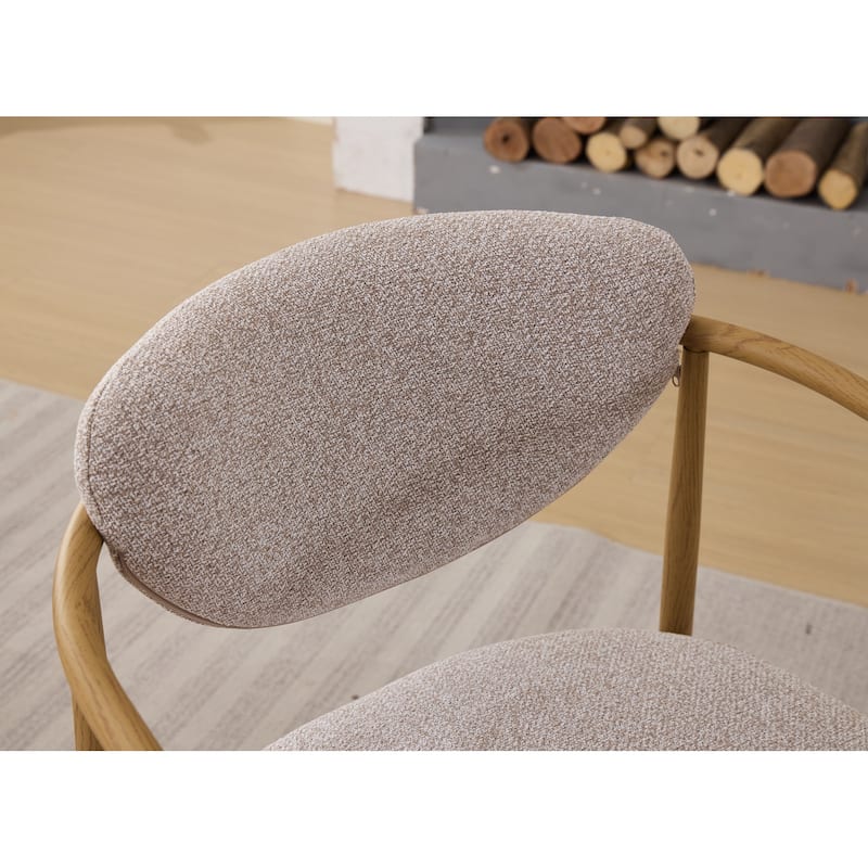 Anmytek Beige fabric color dining room chair,Modern Curved Back Wood Look Frame for Living Room Bedroom