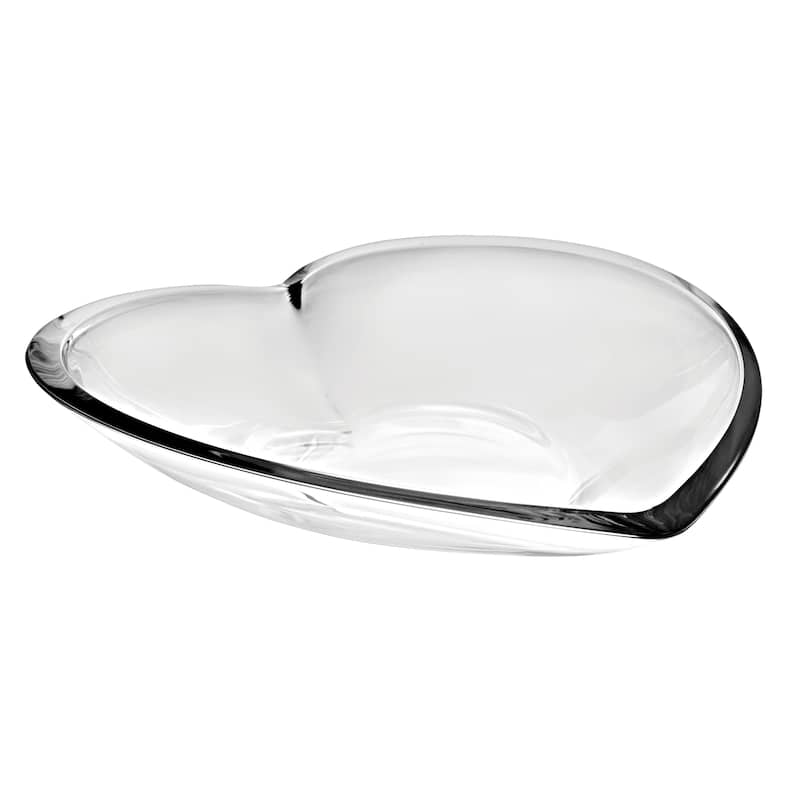 European Glass Plate- Shallow Bowl - Heart Shaped -6.75" Length - 6.75" Length