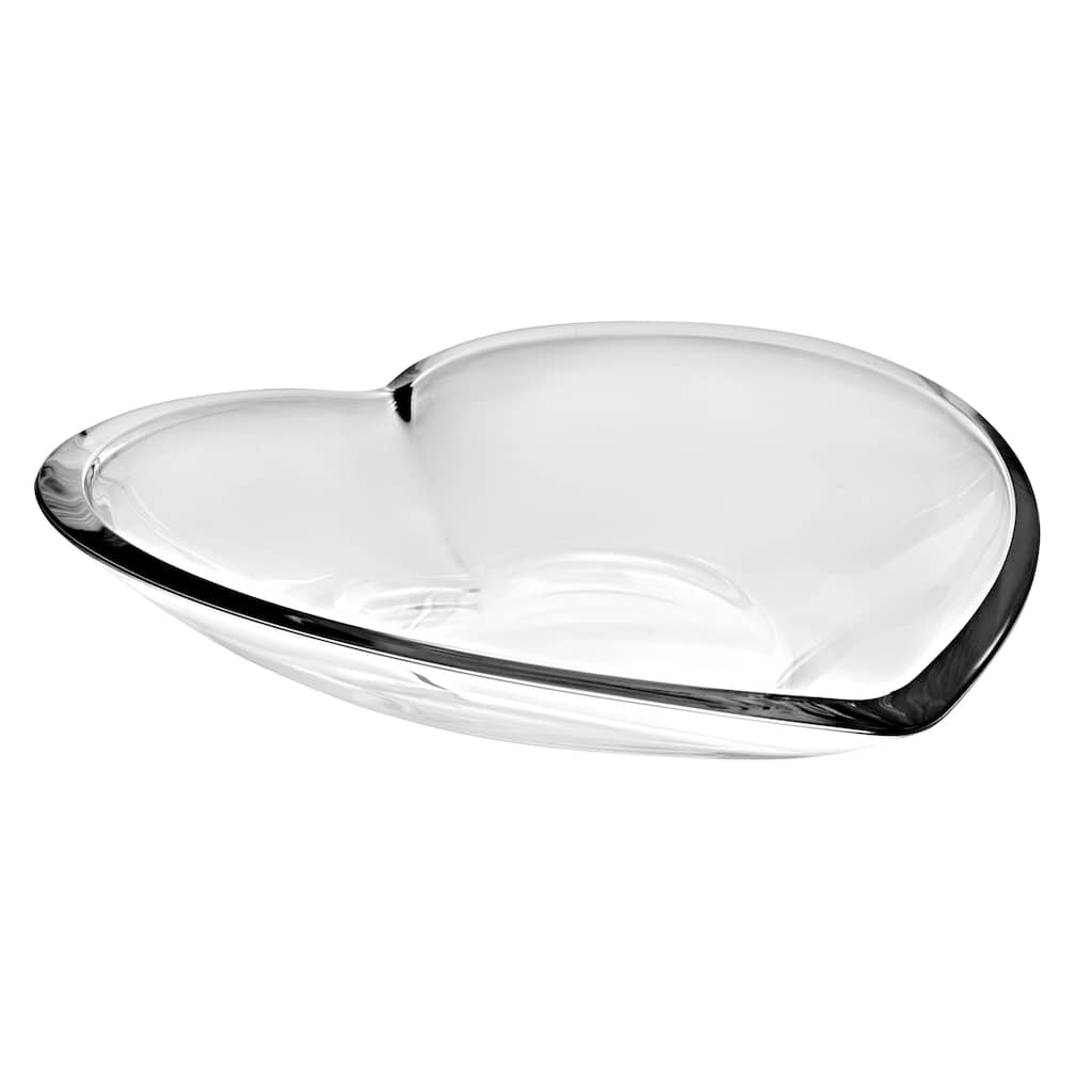 European Glass Plate- Shallow Bowl - Heart Shaped -6.75" Length - 6.75" Length