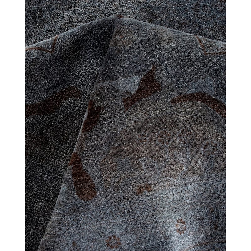 Overton Handknotted Wool Vintage Inspired Contemporary Overdyed Light Gray Area Rug - 18' 4" x 12' 5"