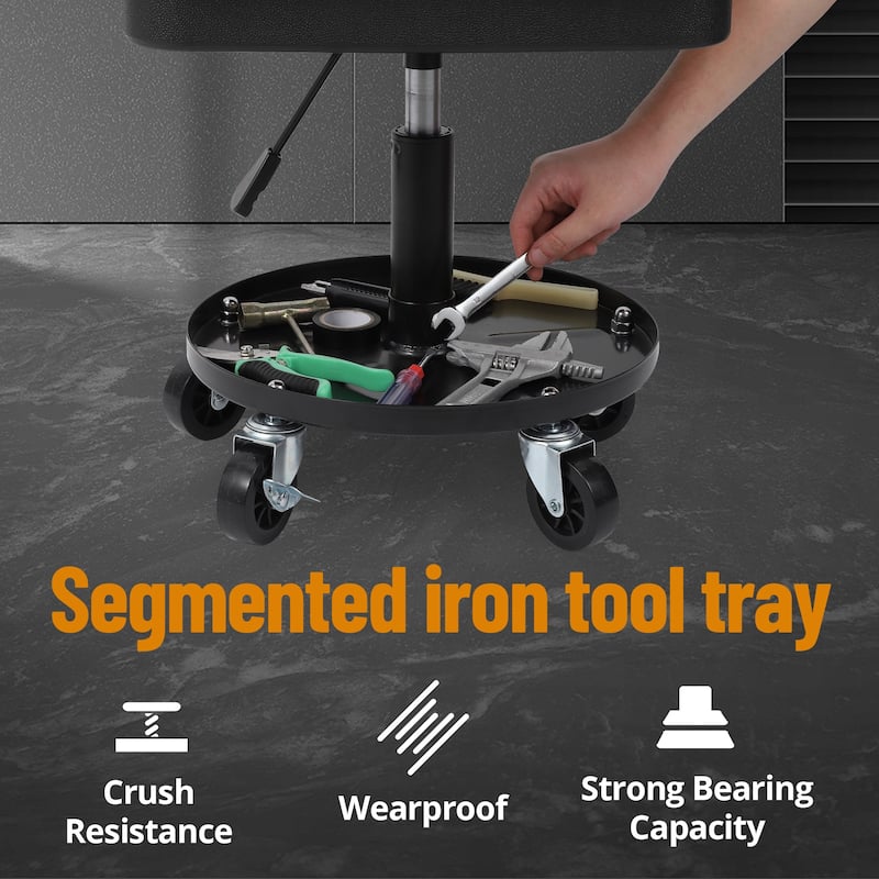 Garage Rolling Stool with Wheels,Tool Tray - N/A