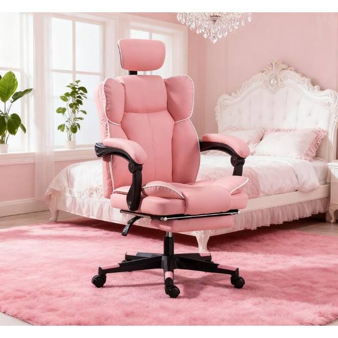 Practical Gaming Office Chair, Specially Designed for Home Gamers & Office Workers, Features Reclining Function & Footrest