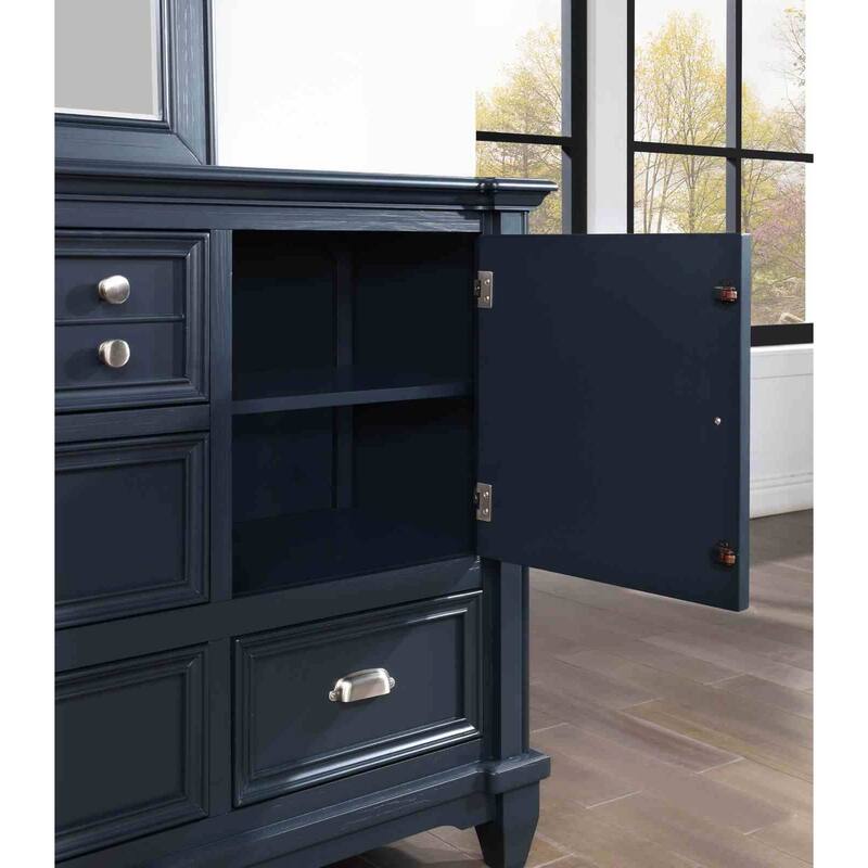 Transitioanl Slate Blue Finish 4pc Bedroom Furniture Set with Drawers Bed