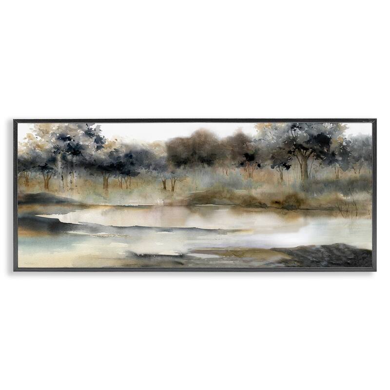 Stupell Trees By Lakeside Landscape Framed Giclee Art, Design by Carol Robinson - 24 x 10 - Grey