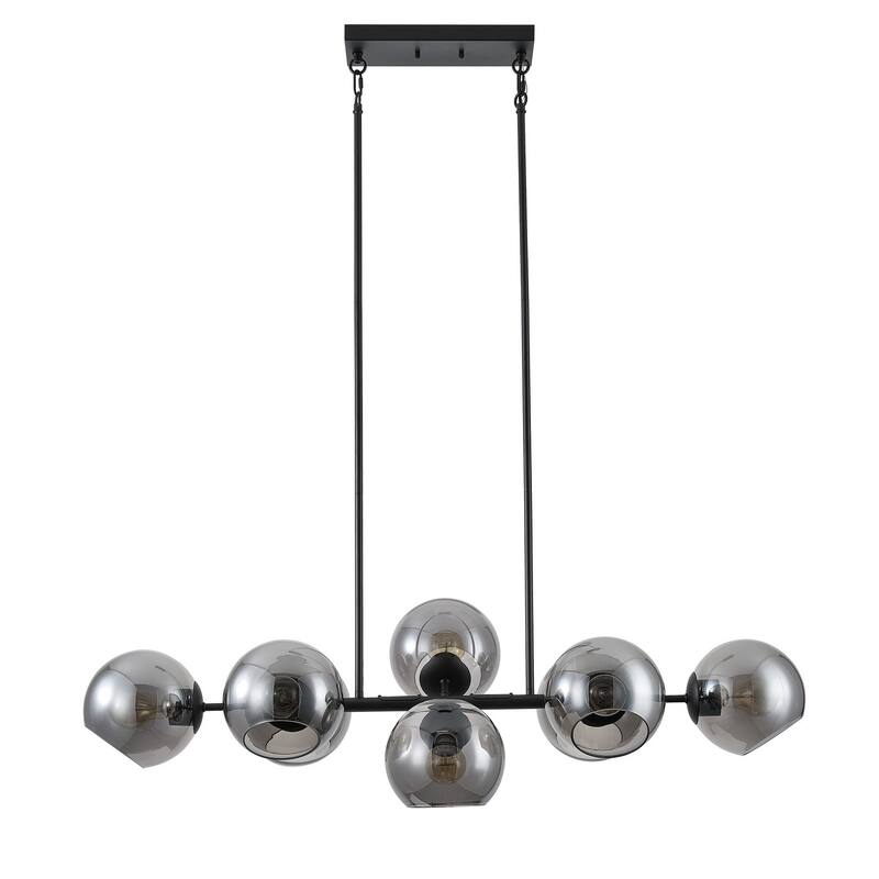 Mid Century Modern 8-Light Grey Glass Globe Sputnik Chandelier Lighting for Kitchen Island