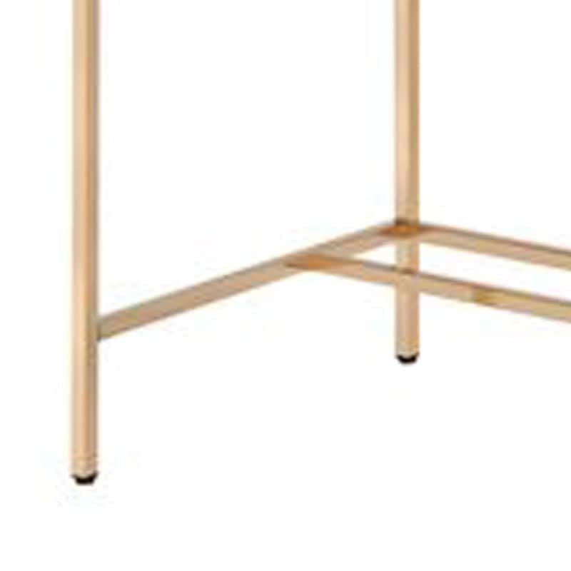 Modern Writing Desk with USB Port & Metal Legs - Blue & Gold Desk for Home Office