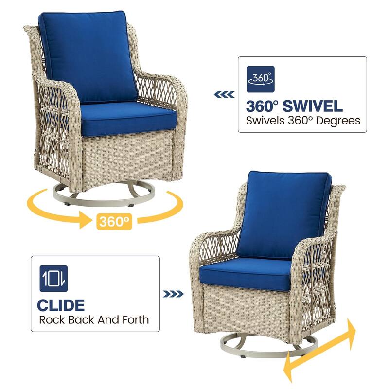 3 Piece Patio Furniture Sets Wicker Swivel Rocker Chairs