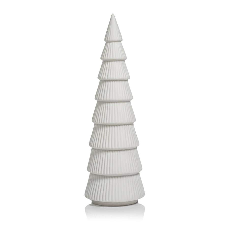 Matt White Holiday Tree Sculptures-4" x 12", Set of 2 - 4" x 12"