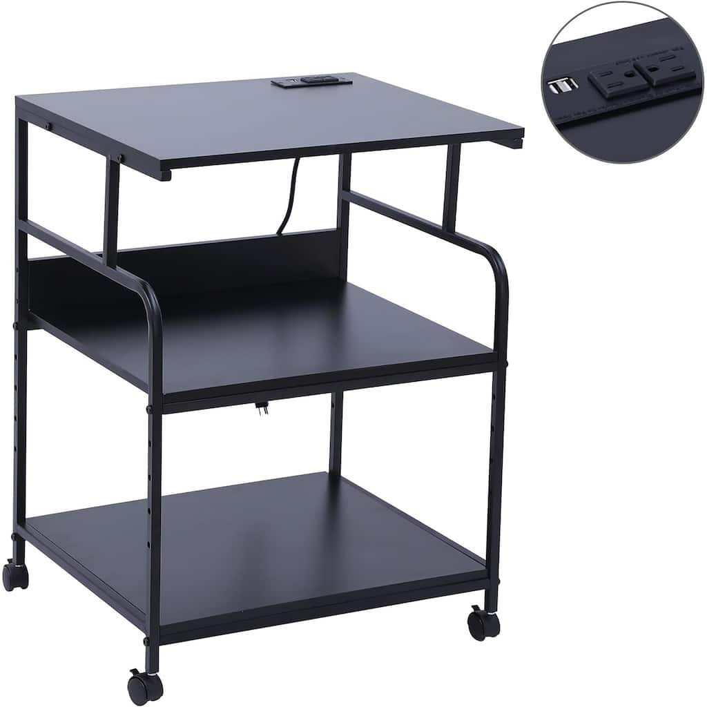 Printer Stand, Large Printer Table, Printer Stand with Storage, Printer Cart, 23.4” x19.1” x 31.5”, Power Hub Included