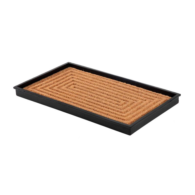 Jani Natural & Recycled Rubber Boot Tray with Rectangle Embossed Coir Insert