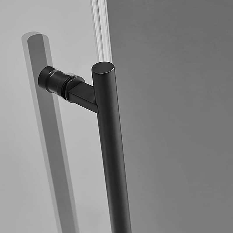 Serene Valley 52 x 74 Inch Big Roller Frameless Sliding Shower Door, Matte Black - 147