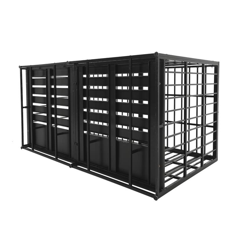 Extra Large Heavy Duty Dog Crate, Steel Escape Proof Kennel for Large Dogs, Double Door Impact Dog Crates with Removable Tray