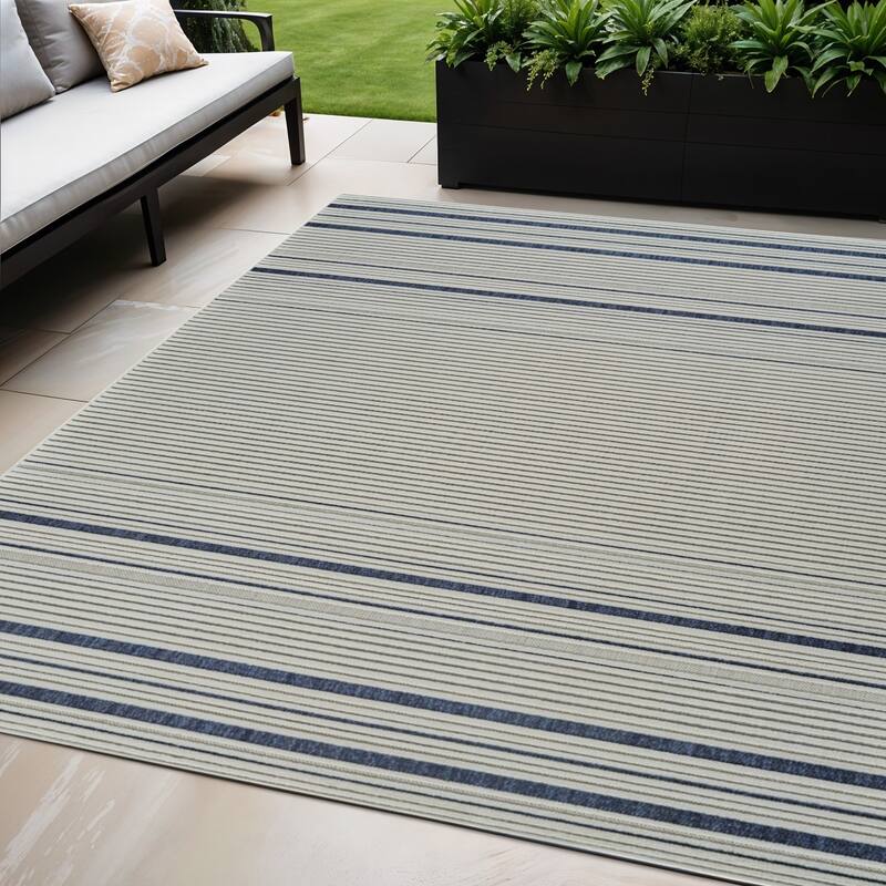 Max Stripe Weather Resistant Current & Stylish Outdoor Rug