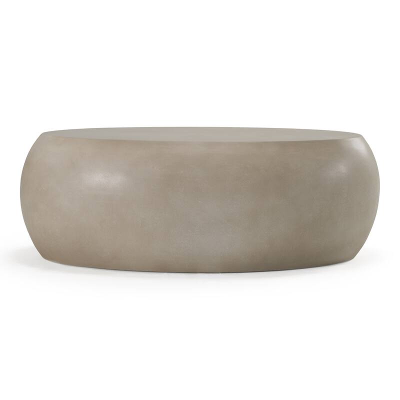 Denny Modern Beige Concrete Oval Coffee Table