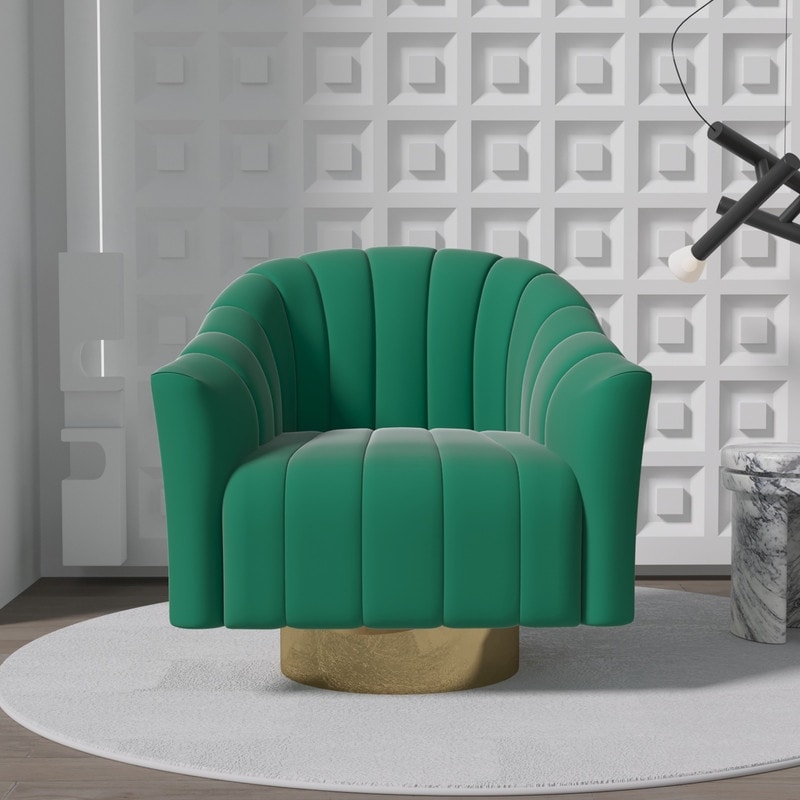 360-deg Sweivel Solid Wood Frame Suede Accent Chair Living Room Chair