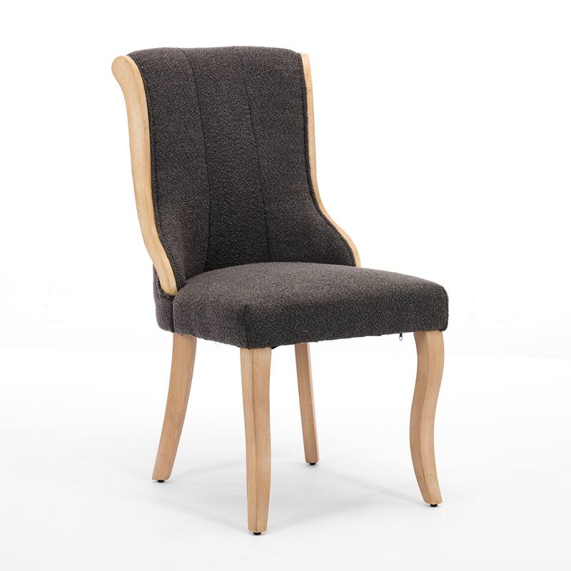 Set of 2 Mid-Century Velvet Dining Chairs with Sculpted Legs
