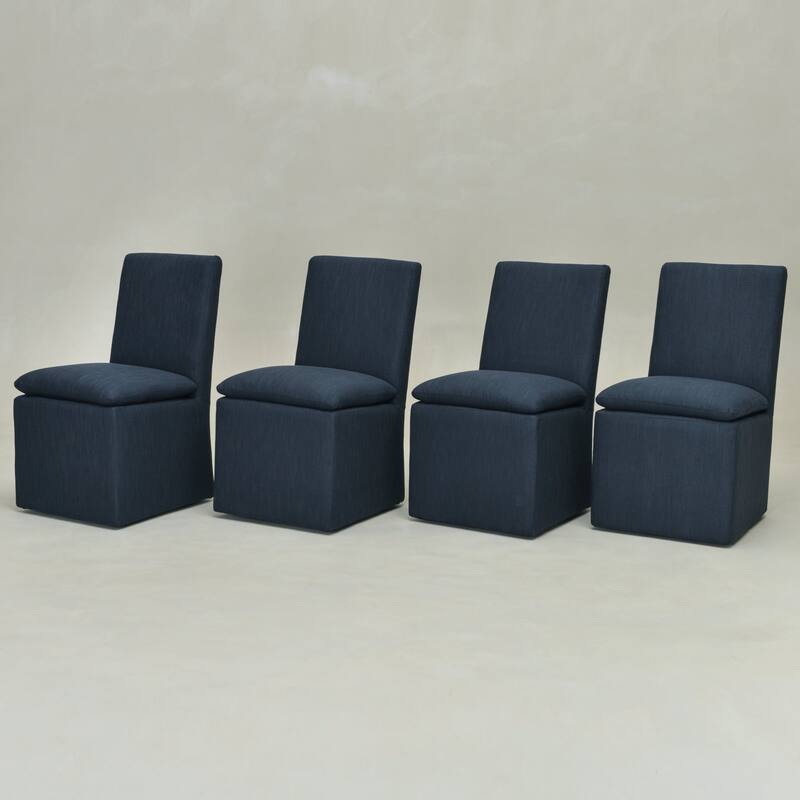 KINWELL 21"W Performance Fabric Dining Chair with Casters (Set of 4)