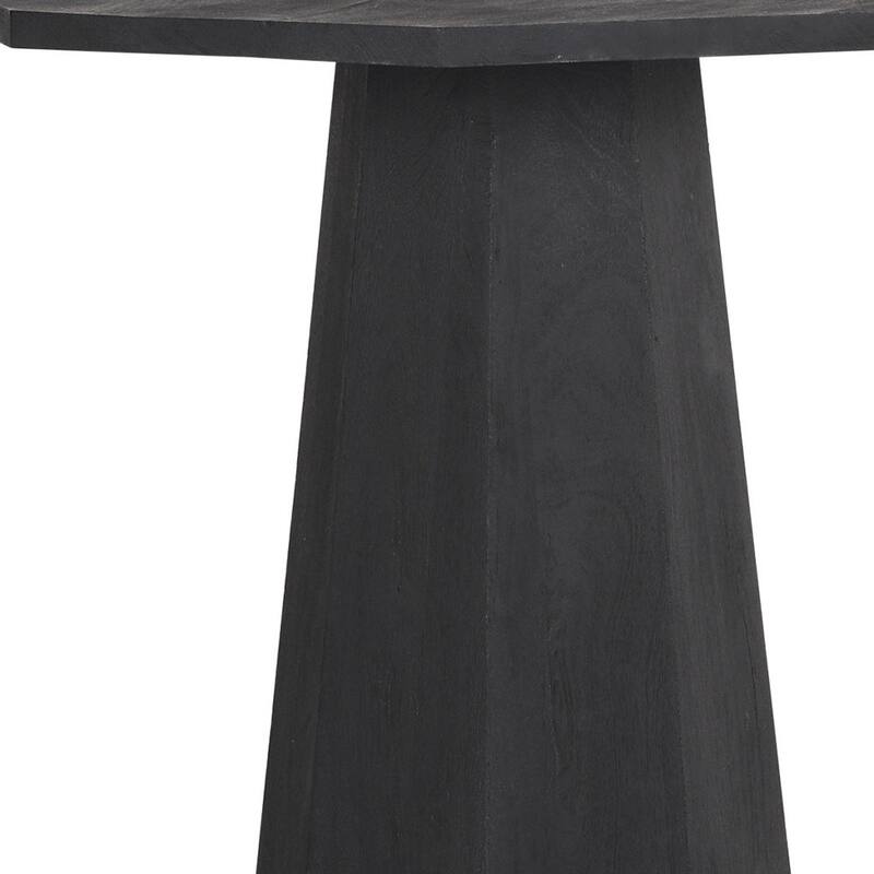 HomeRoots 30" Black Solid Wood and Wood Round Pedestal End Table - 32.00 in. x 30.00 in. x 32.00 in.