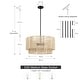preview thumbnail 4 of 8, 4-Light Rattan Tiered Drum Chandelier Light with Black Canopy - 22'' W