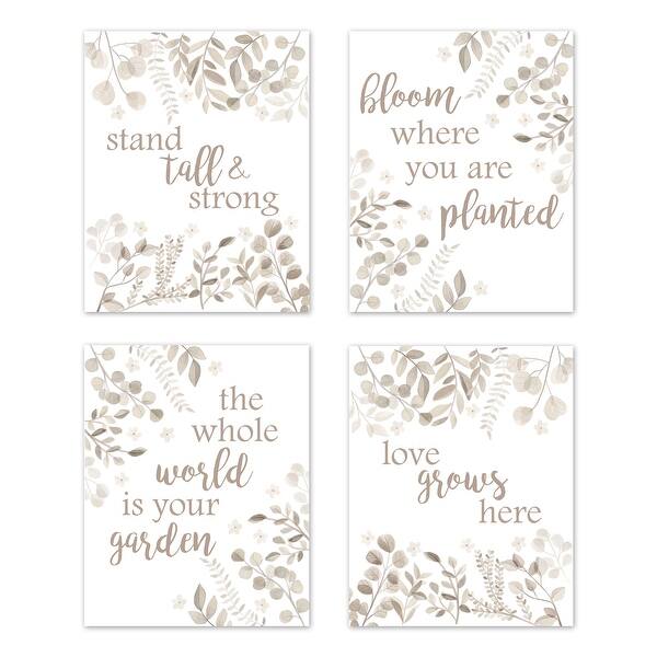 slide 2 of 5, Floral Leaf Wall Decor Art Prints (Set of 4) - Ivory Cream Beige Taupe White Neutral Boho Watercolor Botanical Woodland Tropical