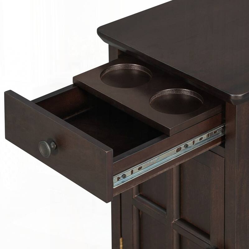 End Table Side Table with USB Ports and One Multifunctional Drawer with cup holders