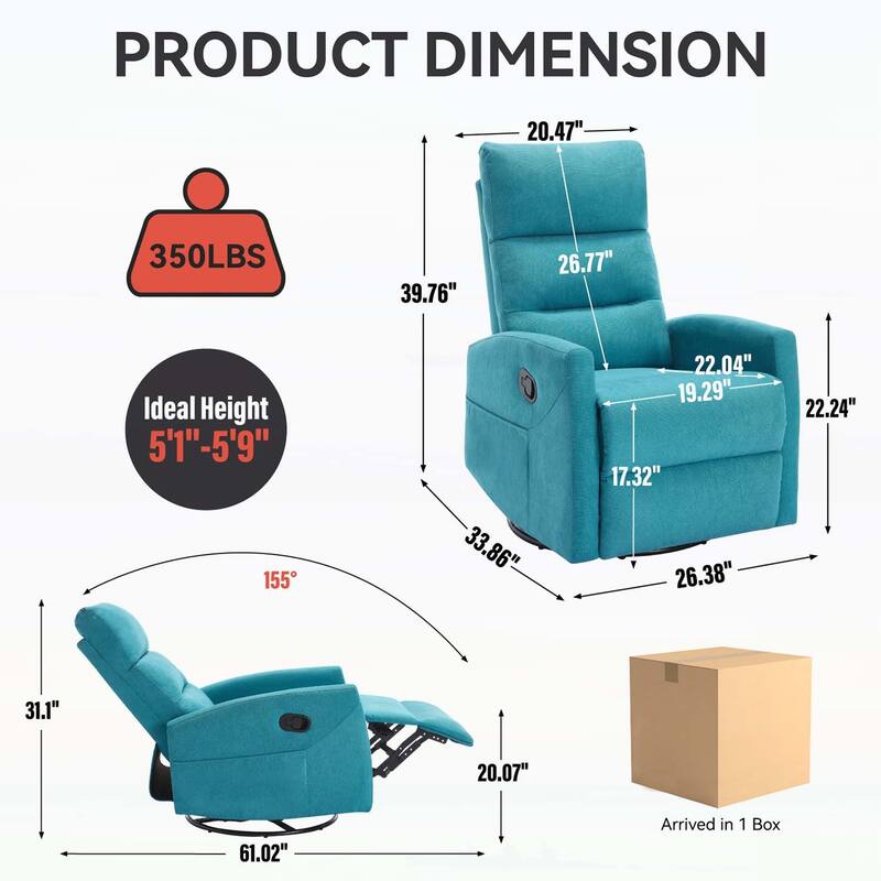 Manual Recliner Chair with Rocker and Swivel,Perfect for Living Room Comfort and Relaxation