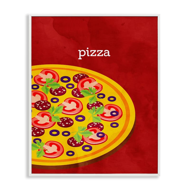 Stupell Tasty Savory Pizza Framed Giclee Art Design By Kim Allen - 16 x 20 - White